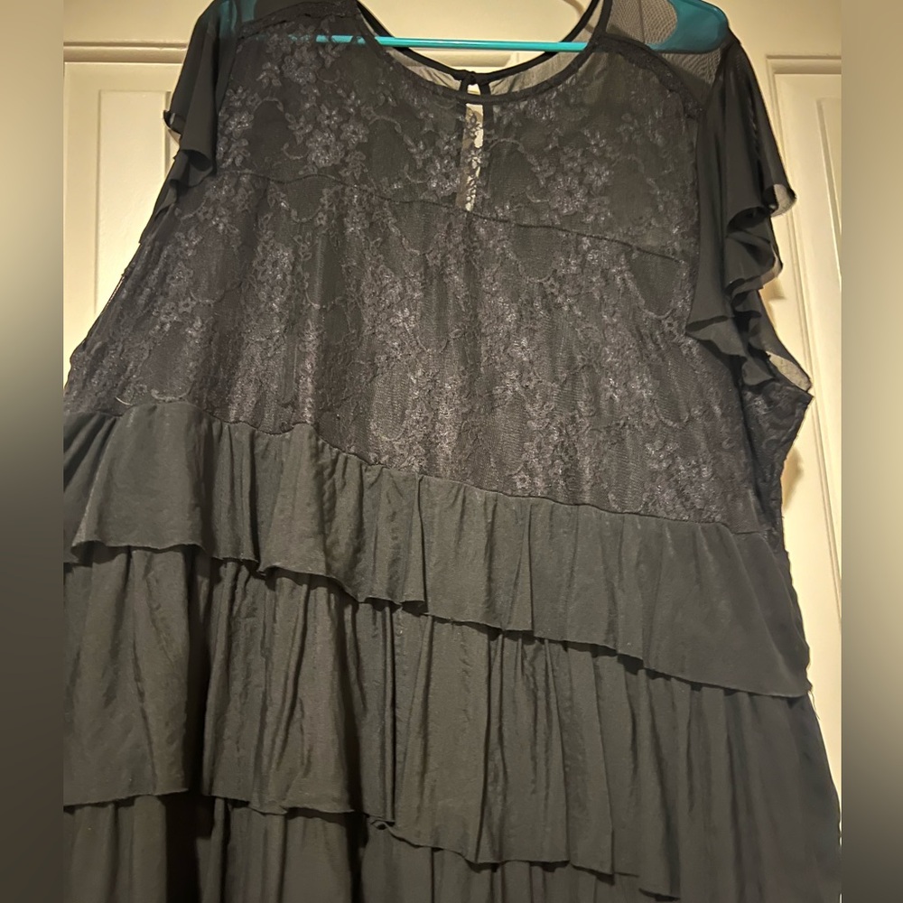 Torrid Black Tiered Nylon & Lace Top